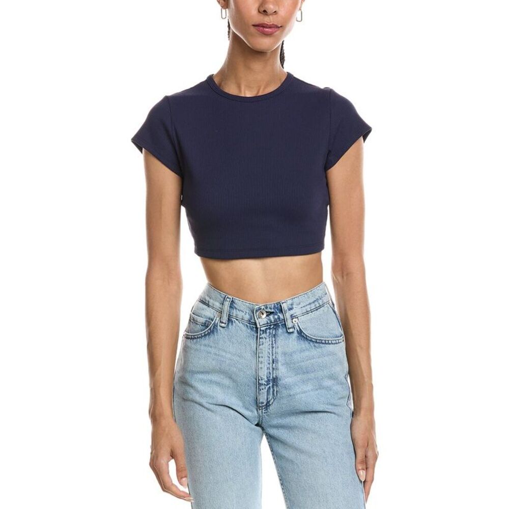 Susana Monaco Womens  Rib Crew Crop, Brown